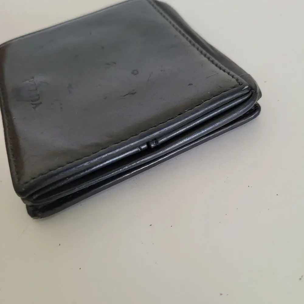 Prada Wallet Black Nero Coin Case Holder Pouch Leather Compact Mini Vintage Retr